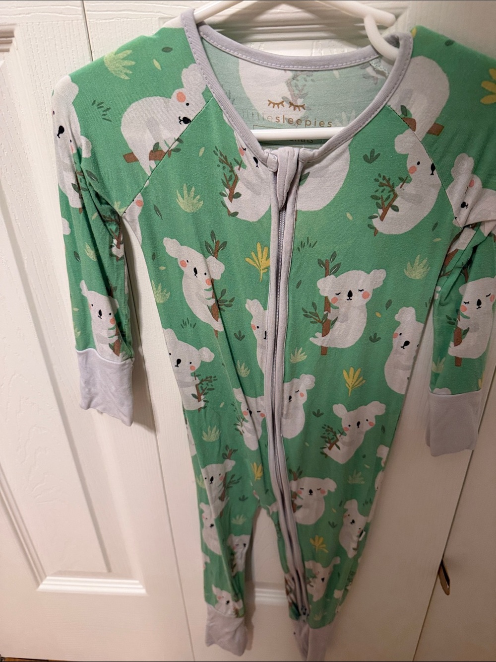Little Sleepies Mint Green Koala Zip Footed Pajama